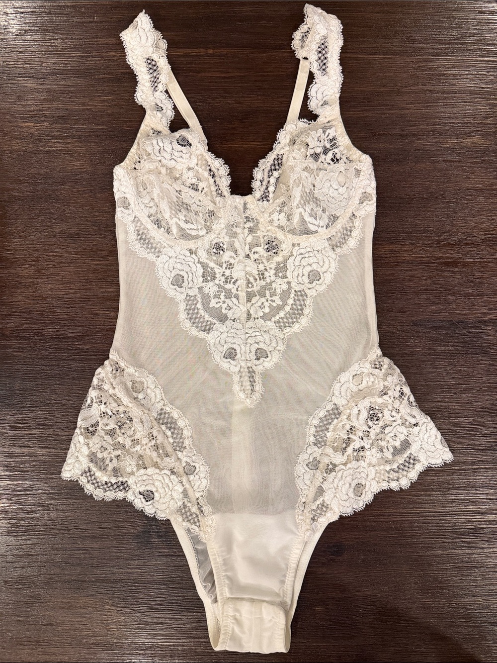 La Perla Ivory Lace Mesh Bodysuit